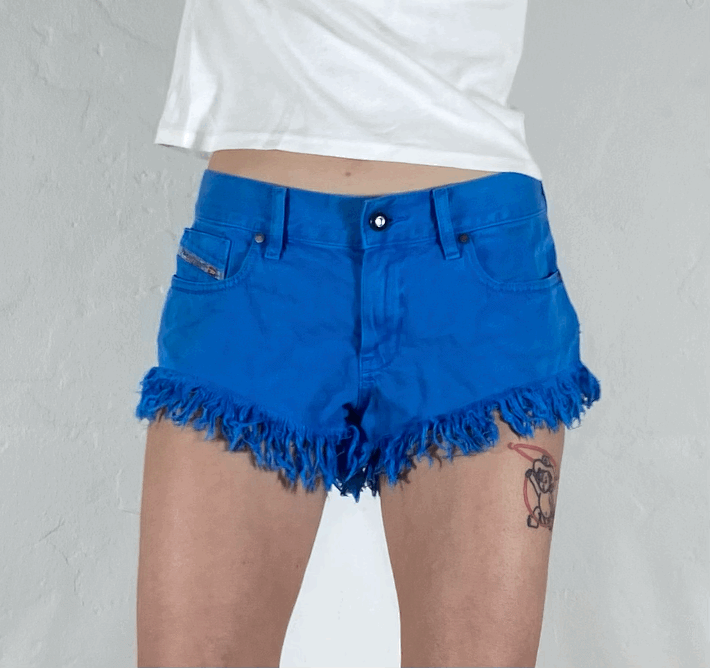 Diesel Blue Fringe Shorts, M