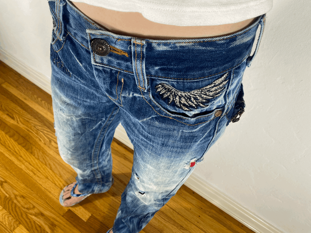 Studio RP Angel Wing Acid Wash Skinny Jeans, M