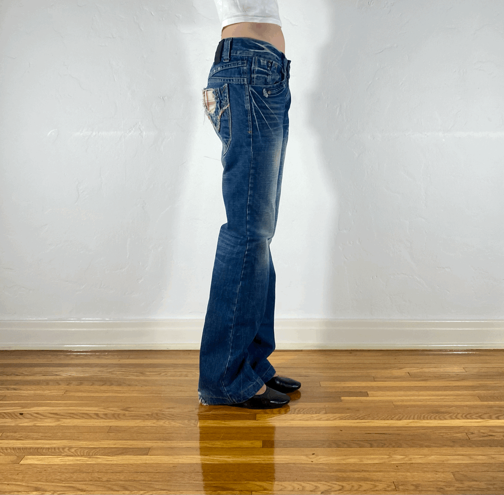 Studio RP Plaid Distressed Jeans, S