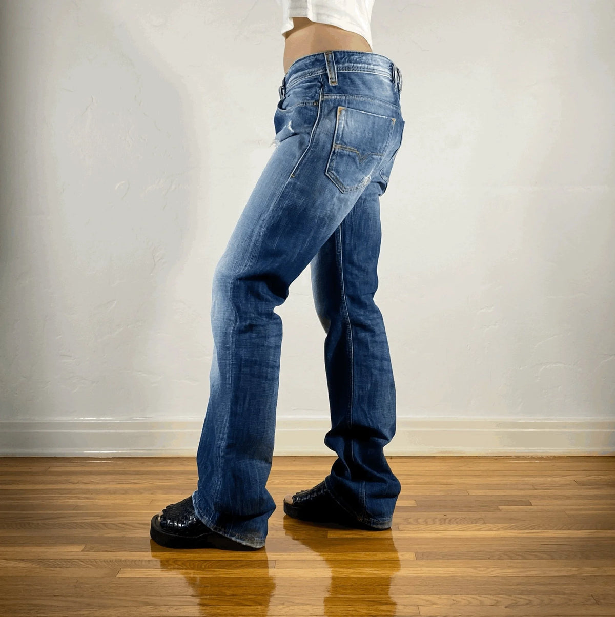 Diesel Distressed Blue Jeans, L