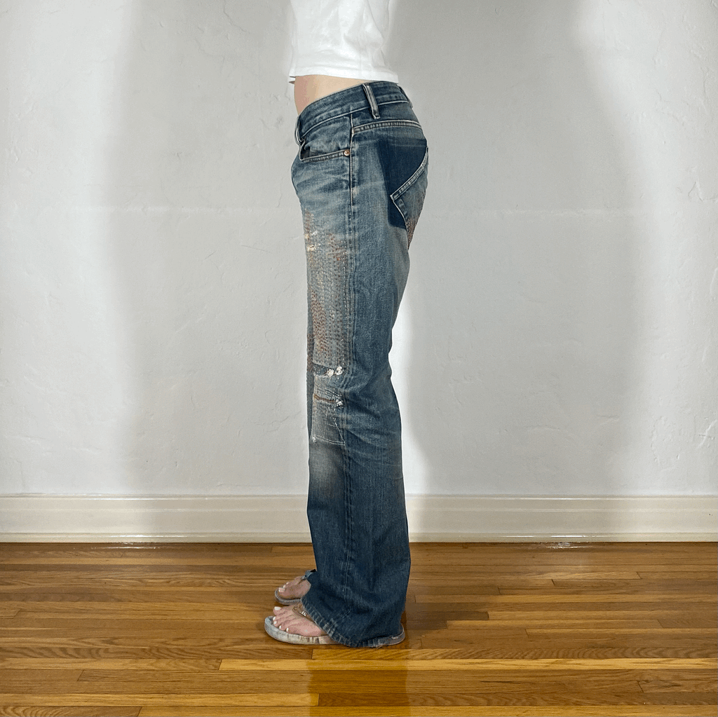 Diesel Rainbow Stitch Double Button Jeans, M