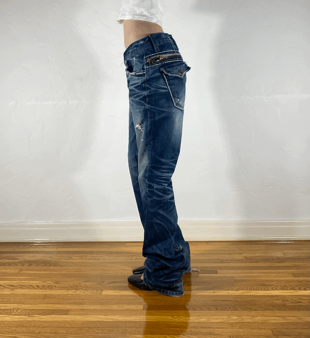Lolita Low Rise Zipper Jeans, M
