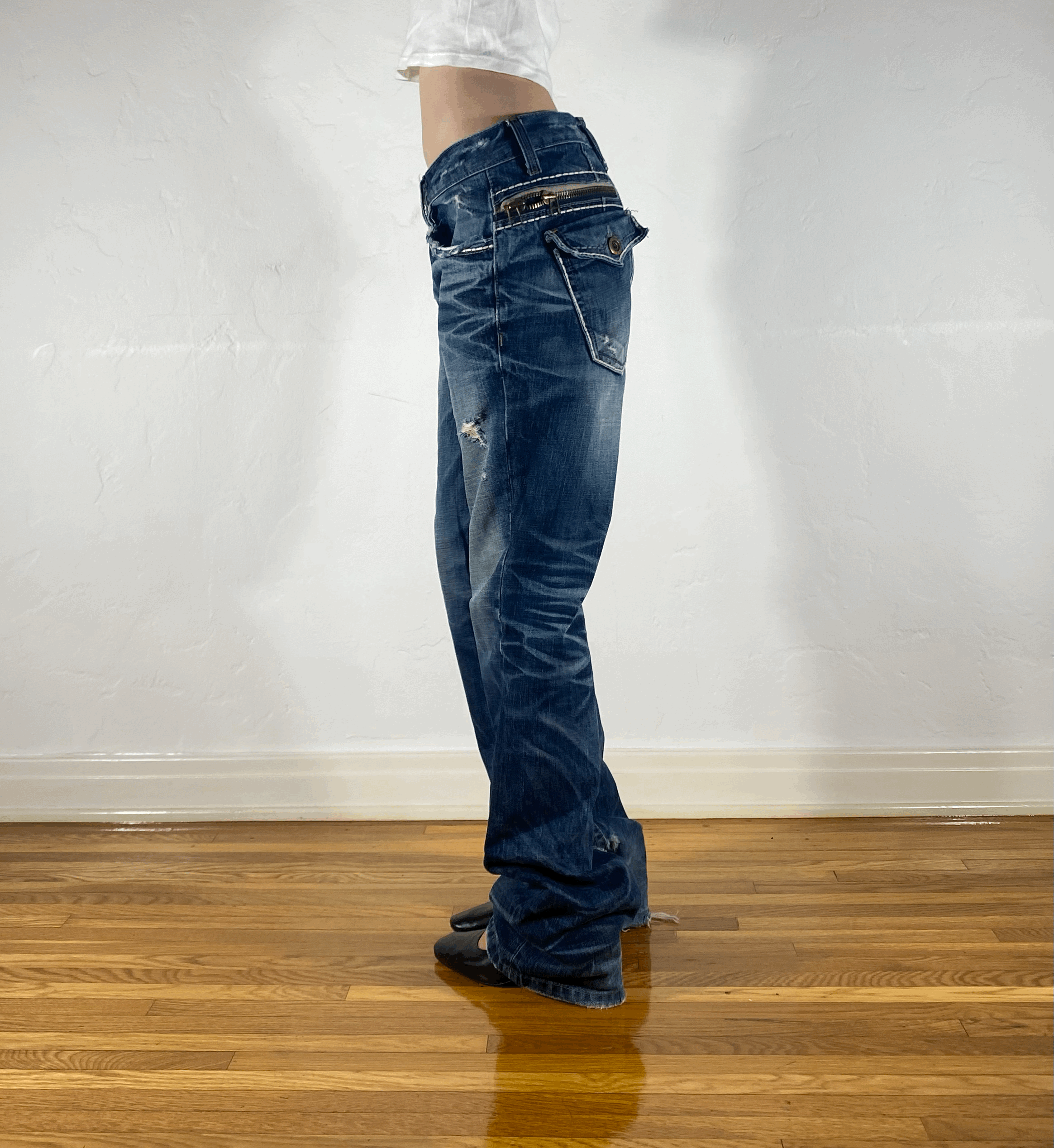 Lolita Low Rise Zipper Jeans, M