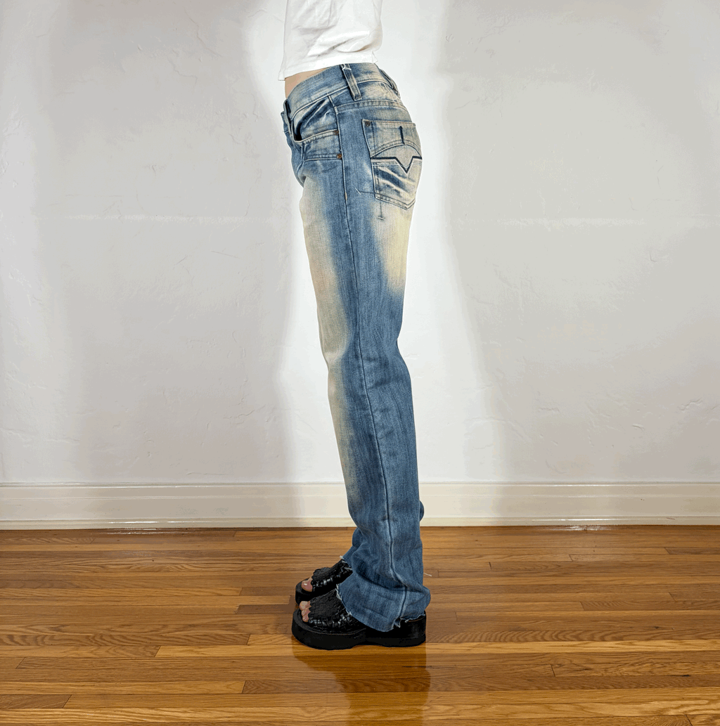 Diesel Relaxed White Ombre Streaky Jeans, M