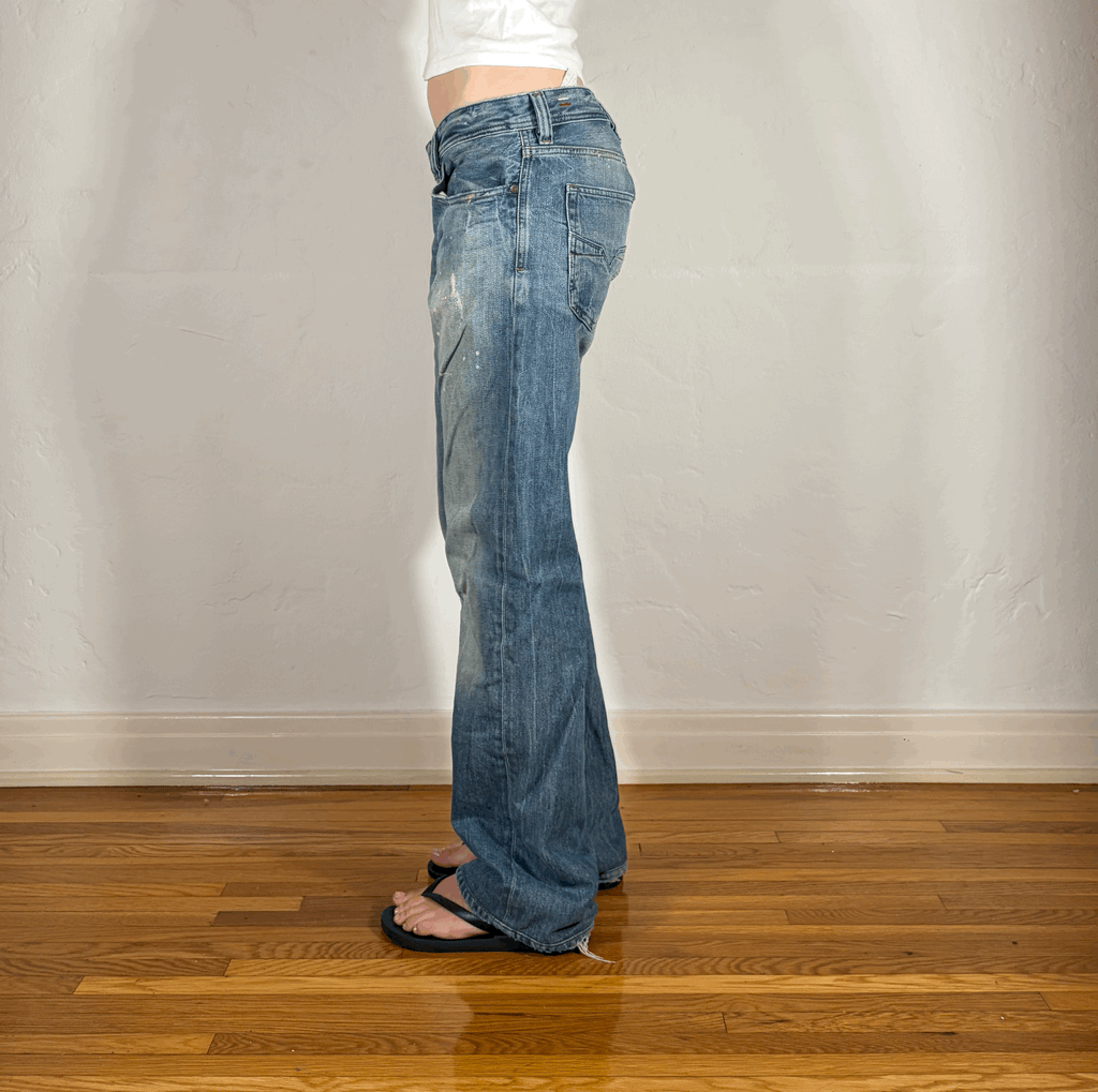 Diesel Relaxed Speckled Blue Jeans, M