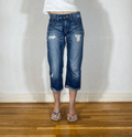 Distressed Capri Jeans, XS