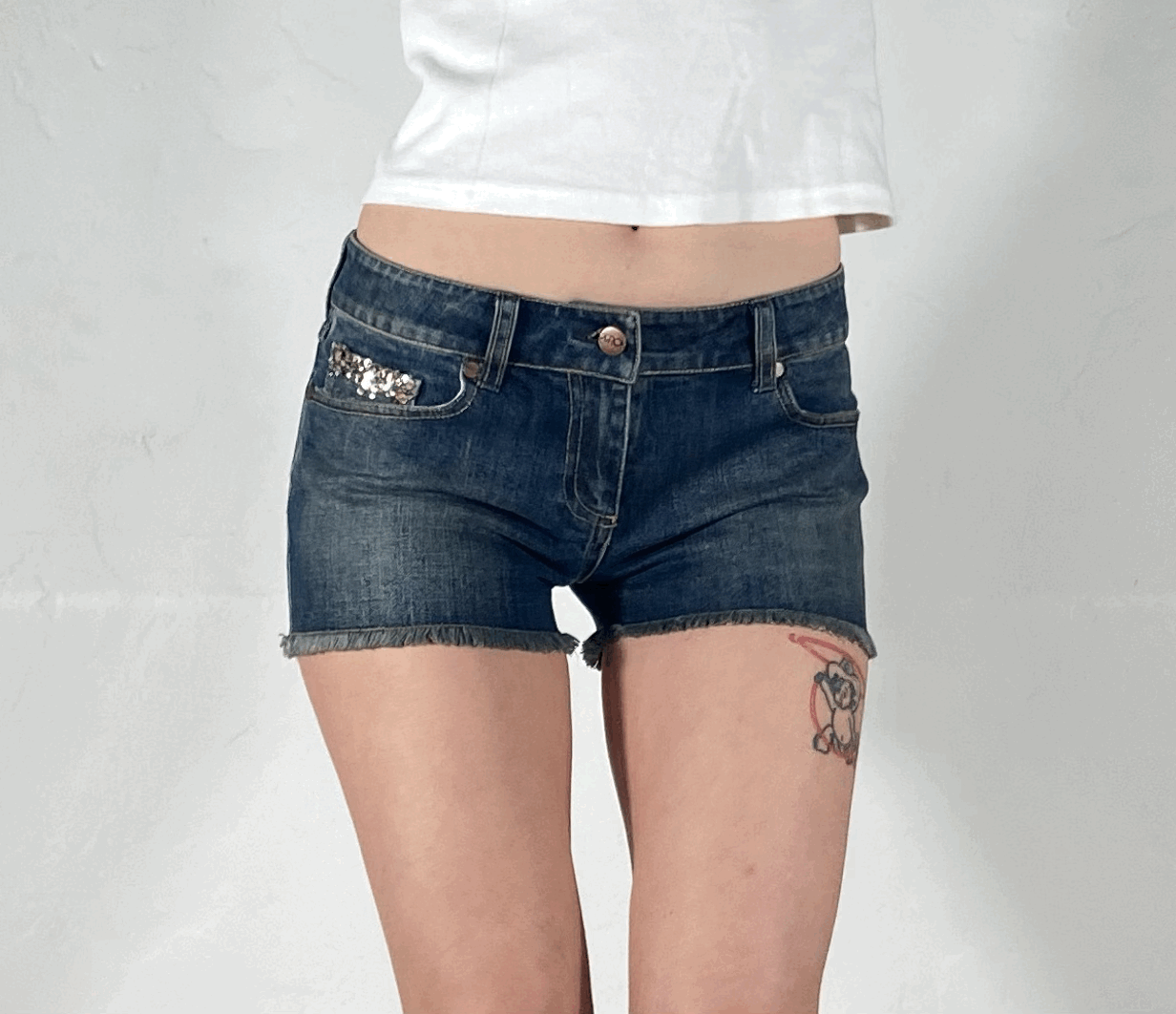 Sparkly Folded Pocket Shorts Shorts, XS/S