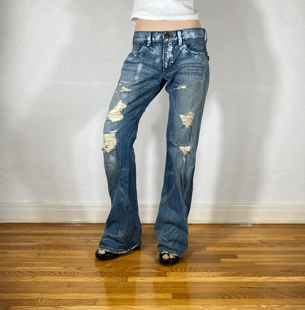 Edwin Silver Spray Paint Flare Jeans, L