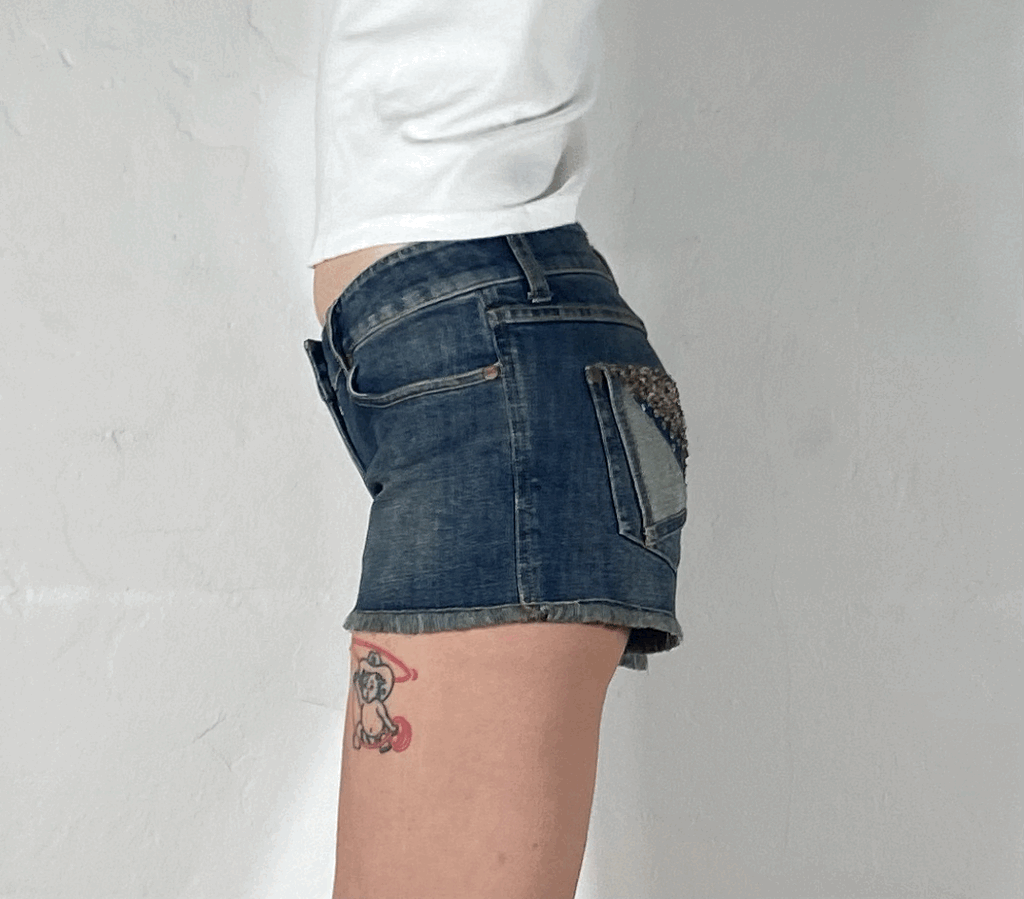 Sparkly Folded Pocket Shorts Shorts, XS/S