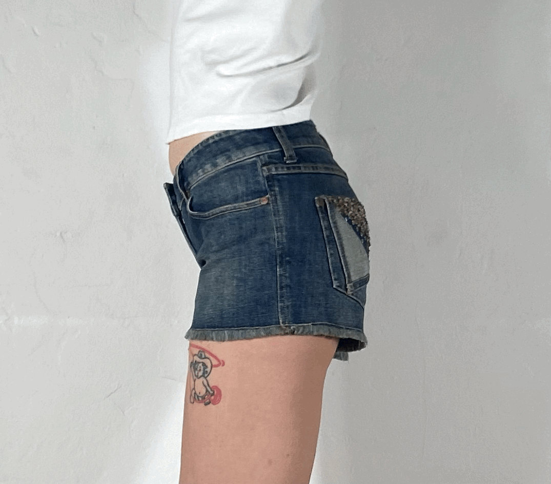 Sparkly Folded Pocket Shorts Shorts, XS/S