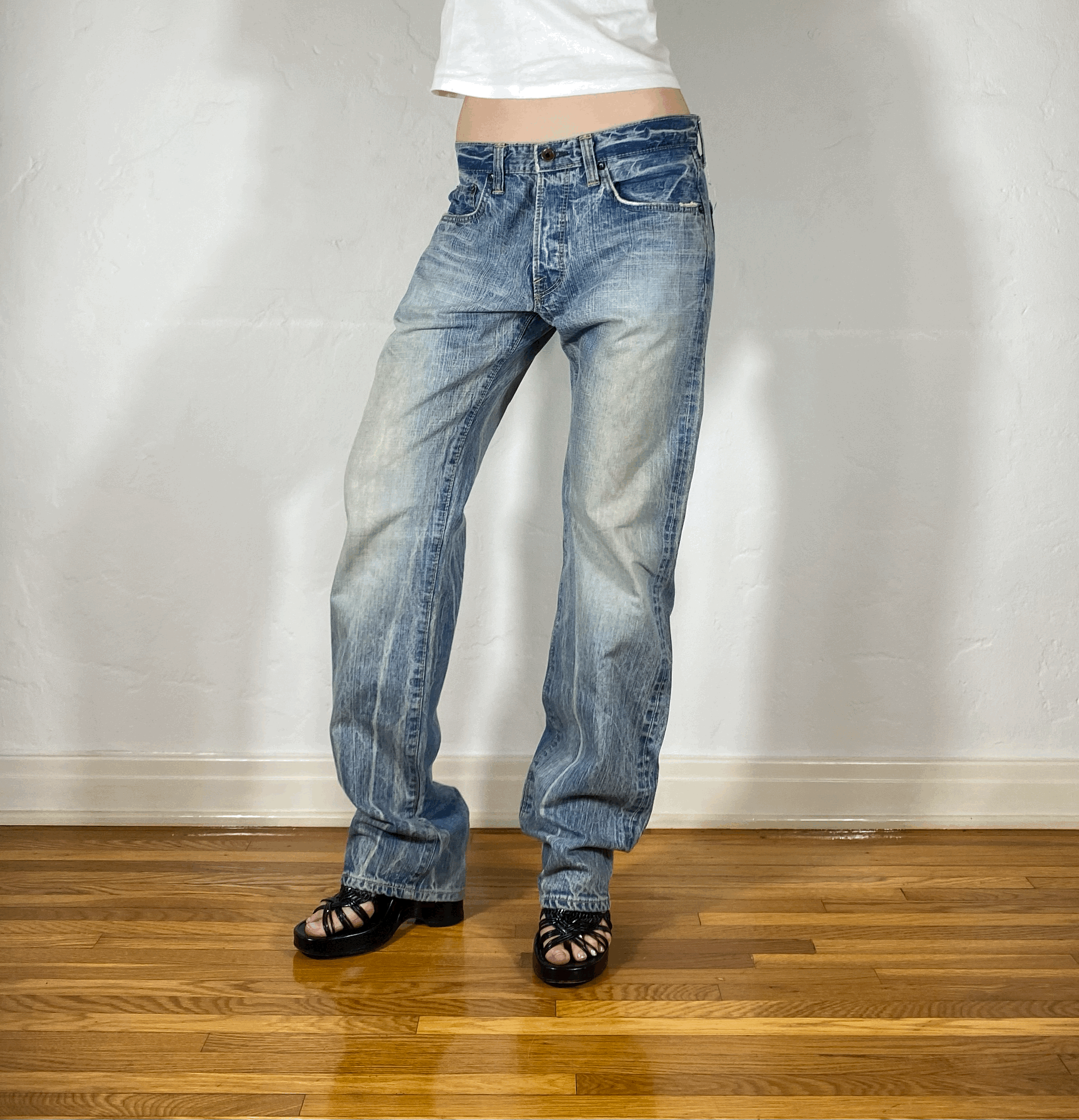 Edwin Unique Streaky Blue Baggy Jeans, L