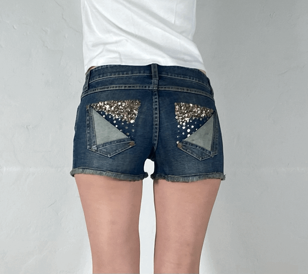 Sparkly Folded Pocket Shorts Shorts, XS/S
