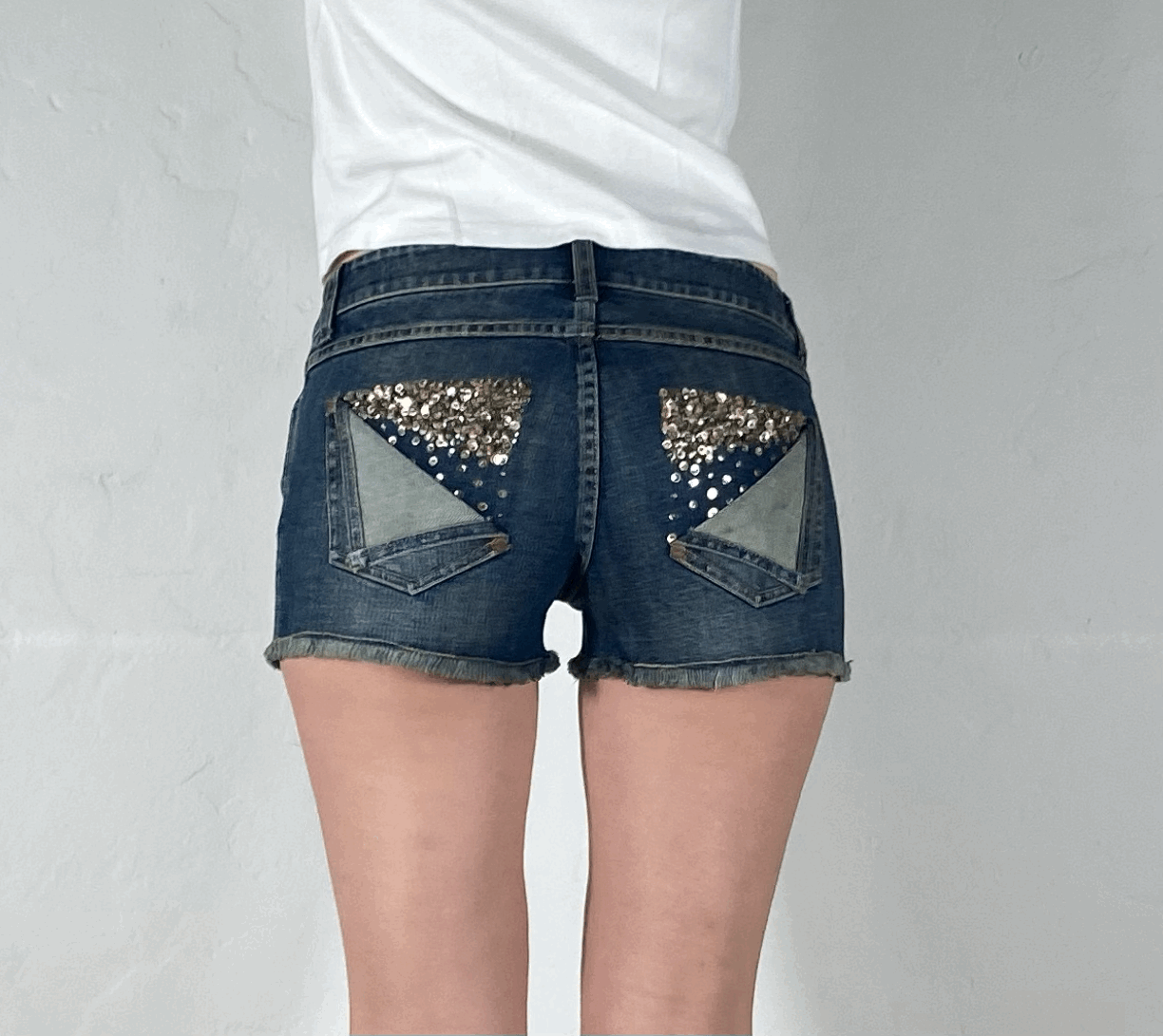 Sparkly Folded Pocket Shorts Shorts, XS/S