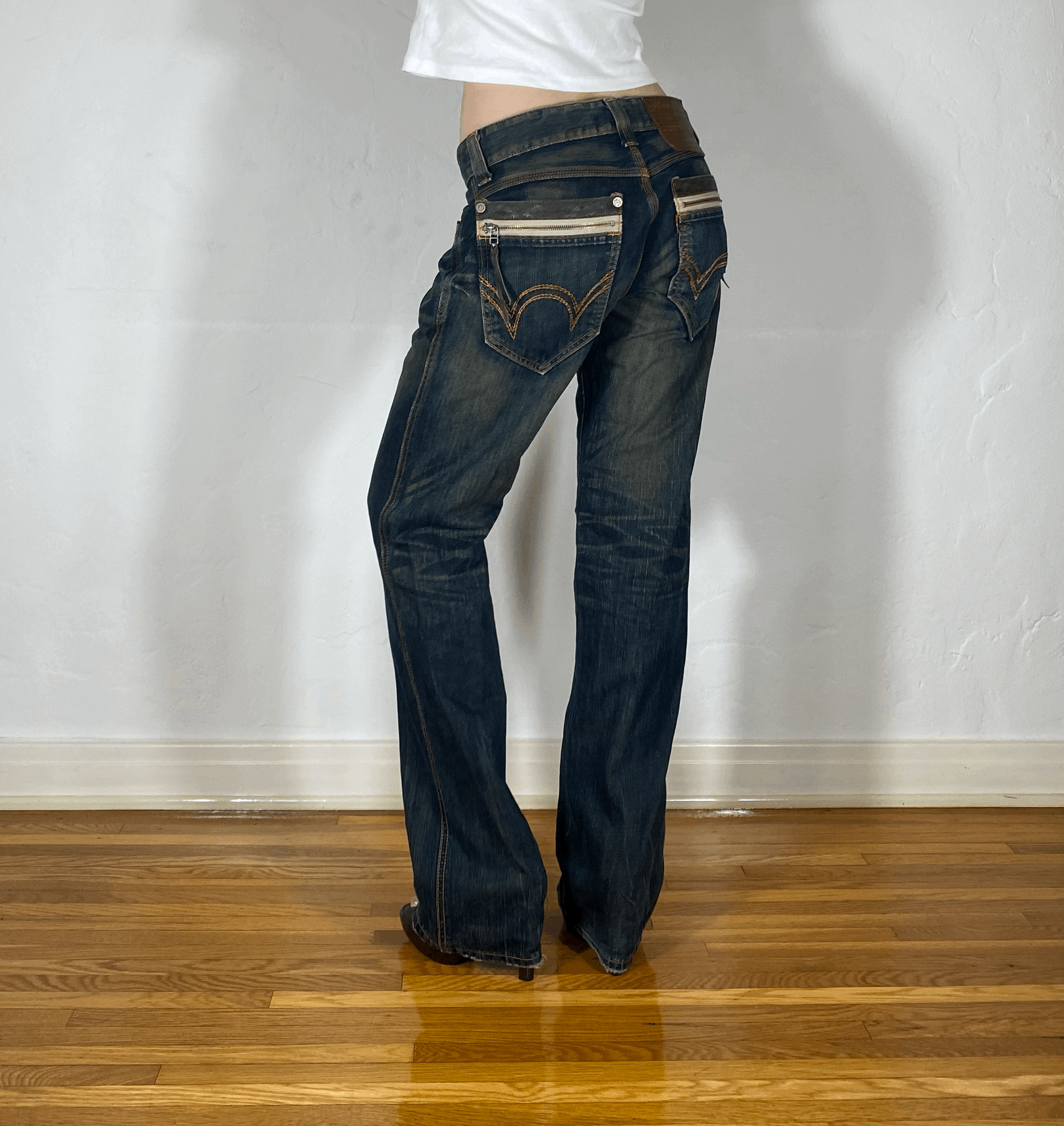 Edwin Brown and Orange Stitch Tiger Jeans, S/M