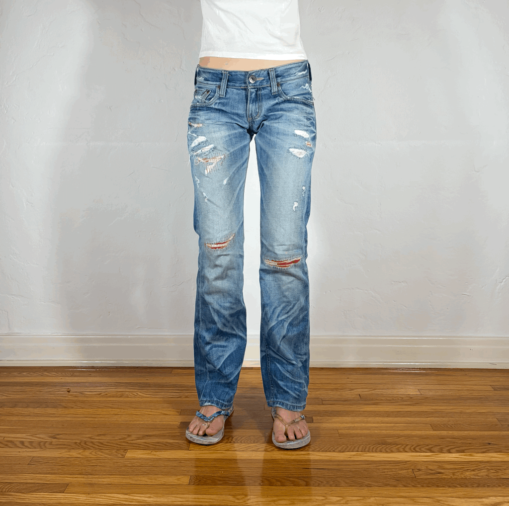 Lolita Ripped And Repaired Zipper Jeans, S