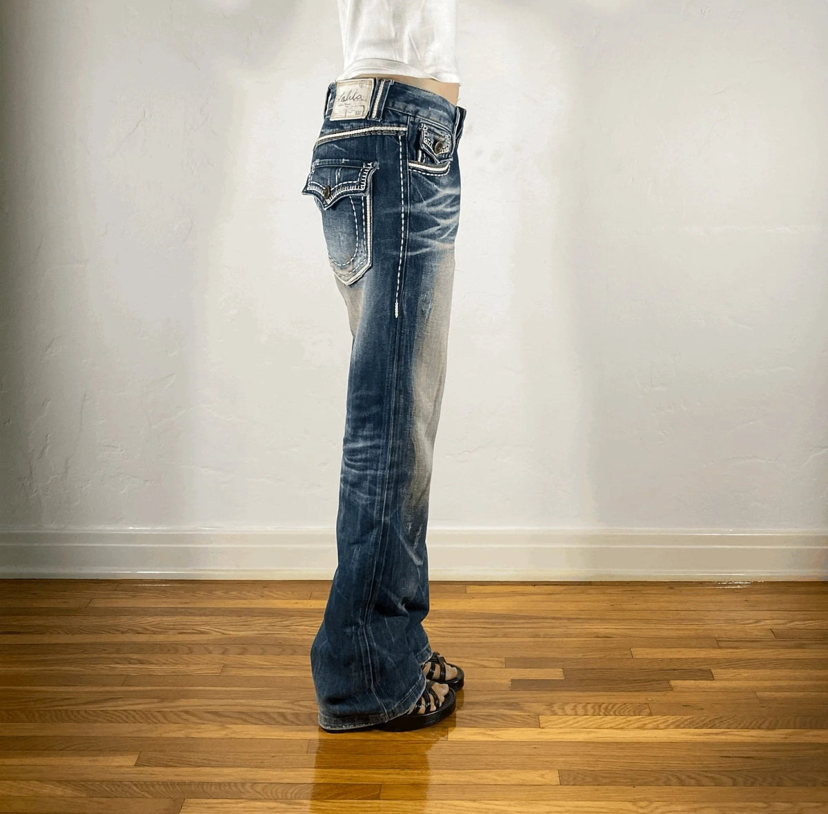 Lolita Bone Stitched Jeans, L