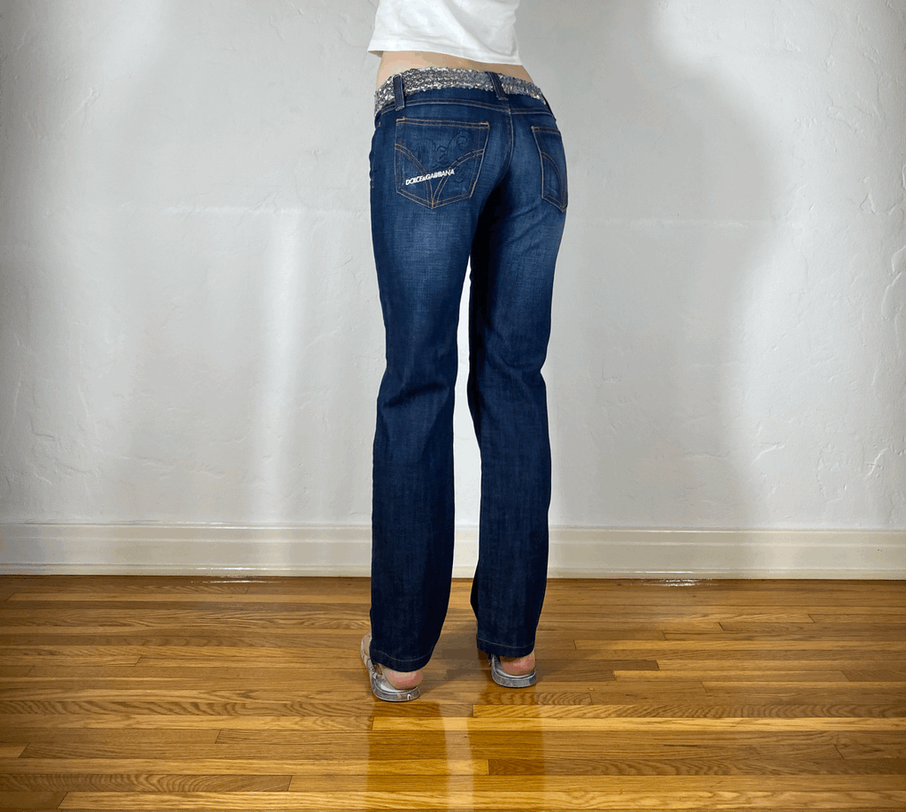 Dolce & Gabbana Sparkly Blue Jeans, XS