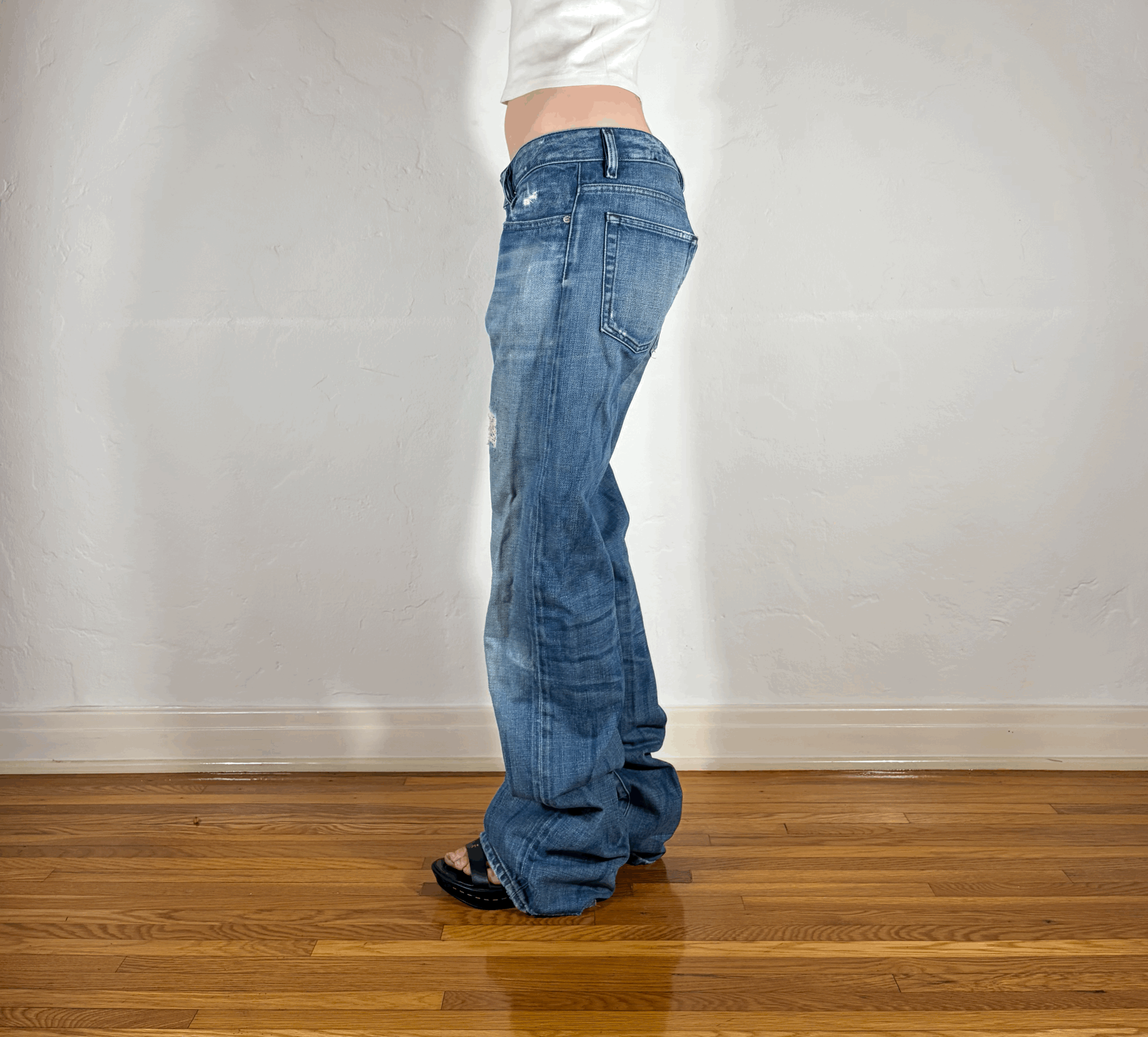 Diesel Ripped and Repaired Double Button Jeans, M/L