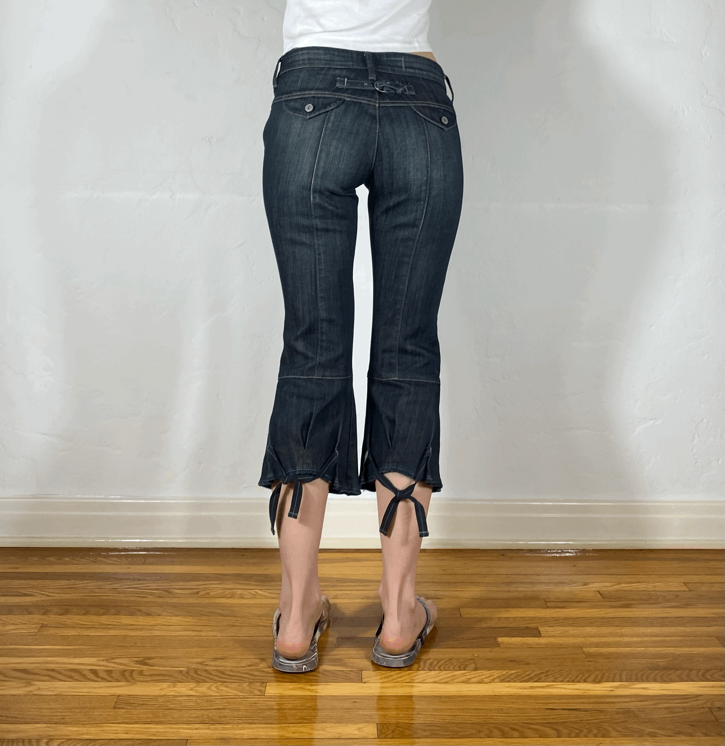 Marithe + Francois Girbaud Black Cinch Capri Jeans, S