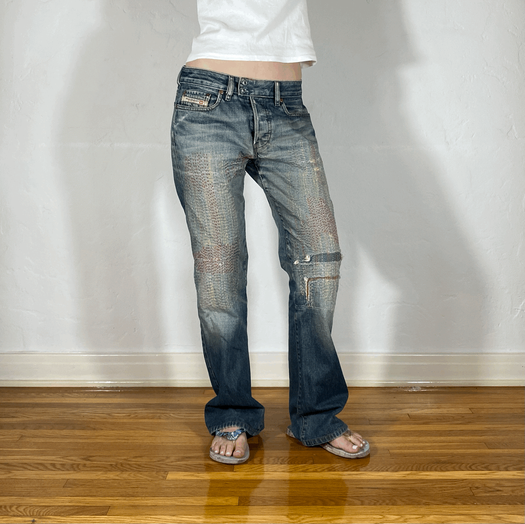 Diesel Rainbow Stitch Double Button Jeans, M