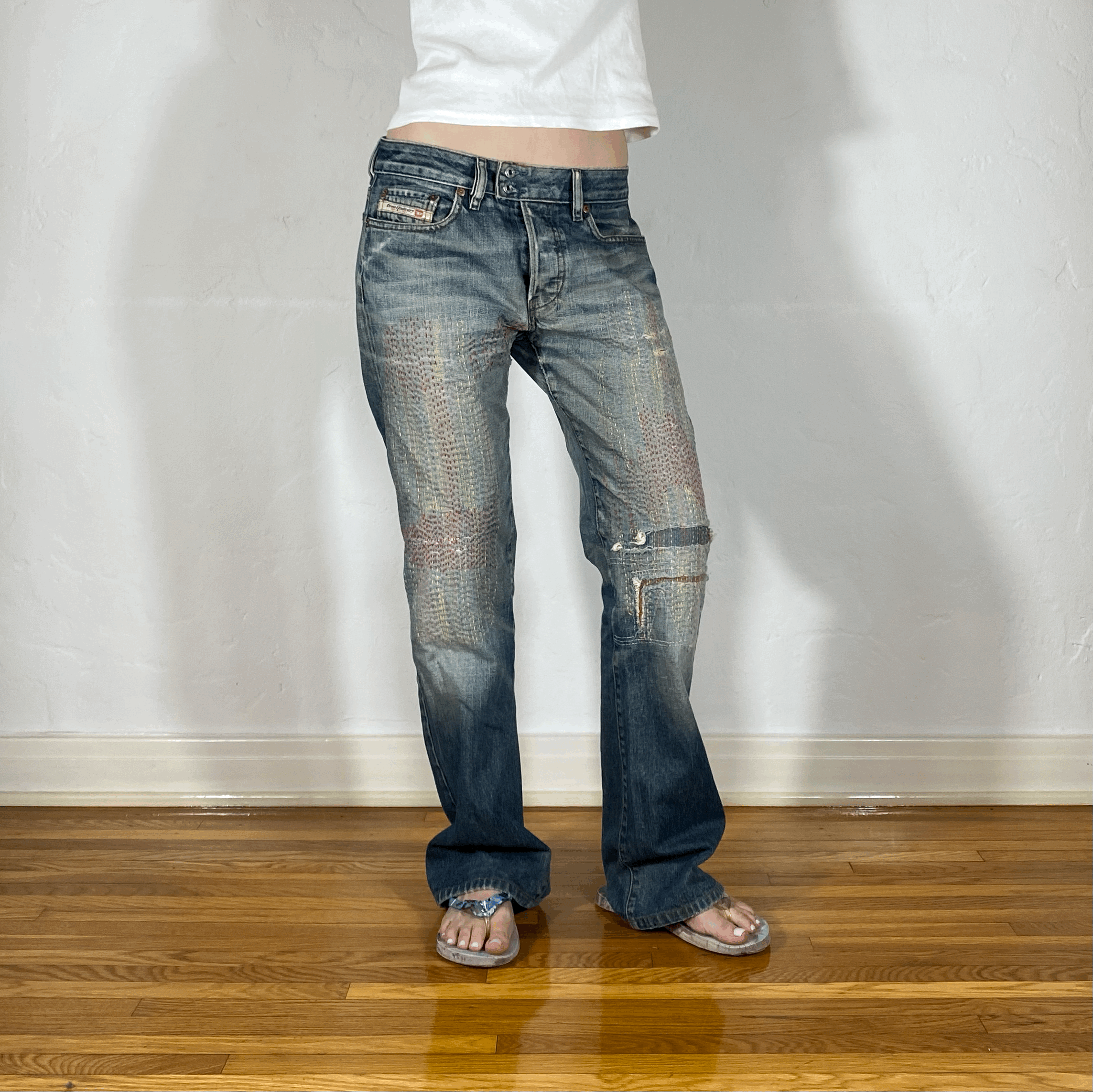 Diesel Rainbow Stitch Double Button Jeans, M