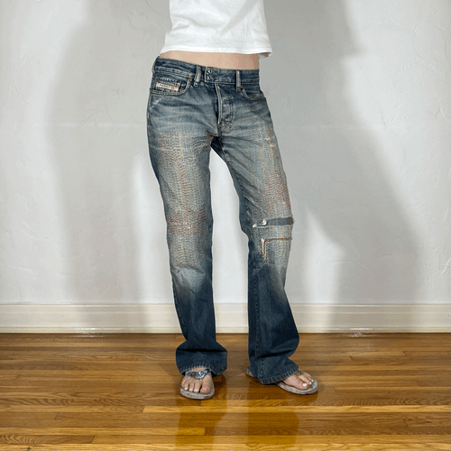 Diesel Rainbow Stitch Double Button Jeans, M