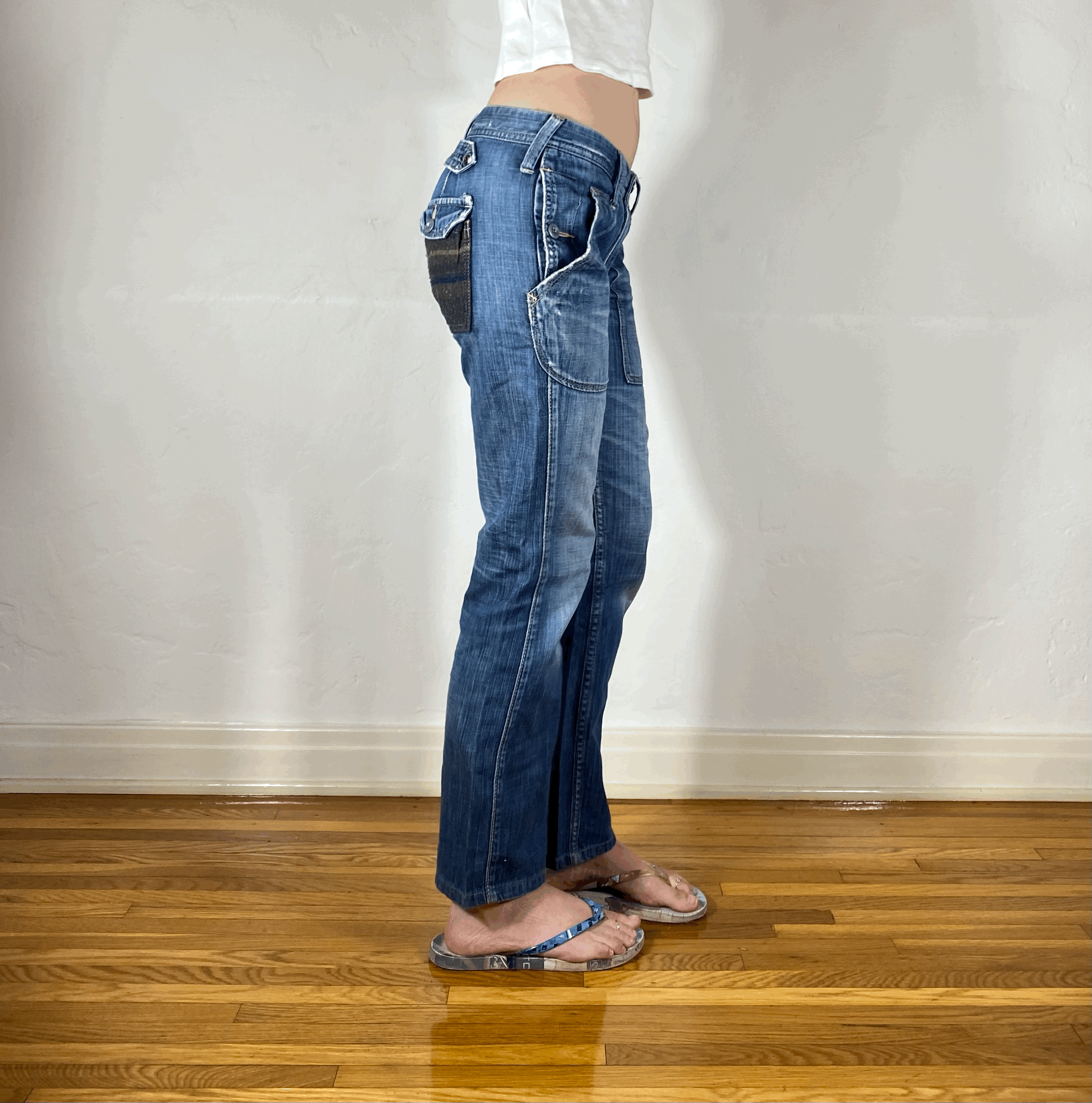 Japanese Cinch Back Wool Pocket Jeans, S