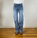 Edwin Orange Stitch Light Blue Distressed Jeans, S