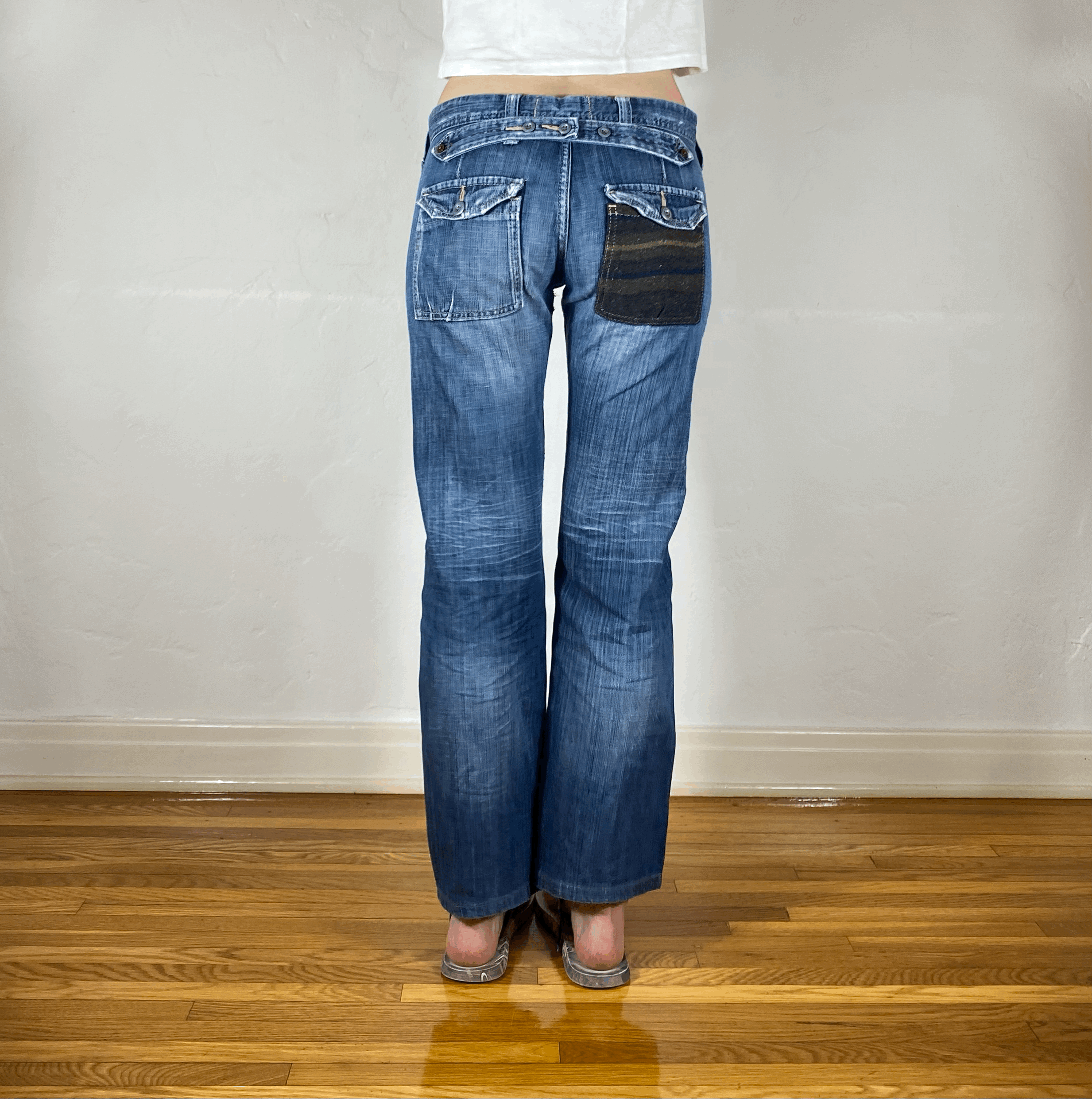 Japanese Cinch Back Wool Pocket Jeans, S