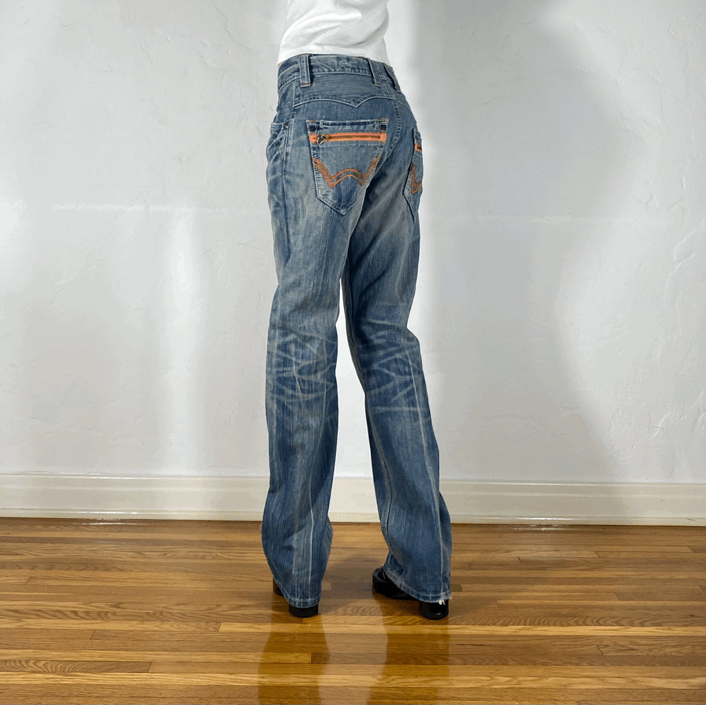 Edwin Orange Stitch Unique Wash Jeans, S/M