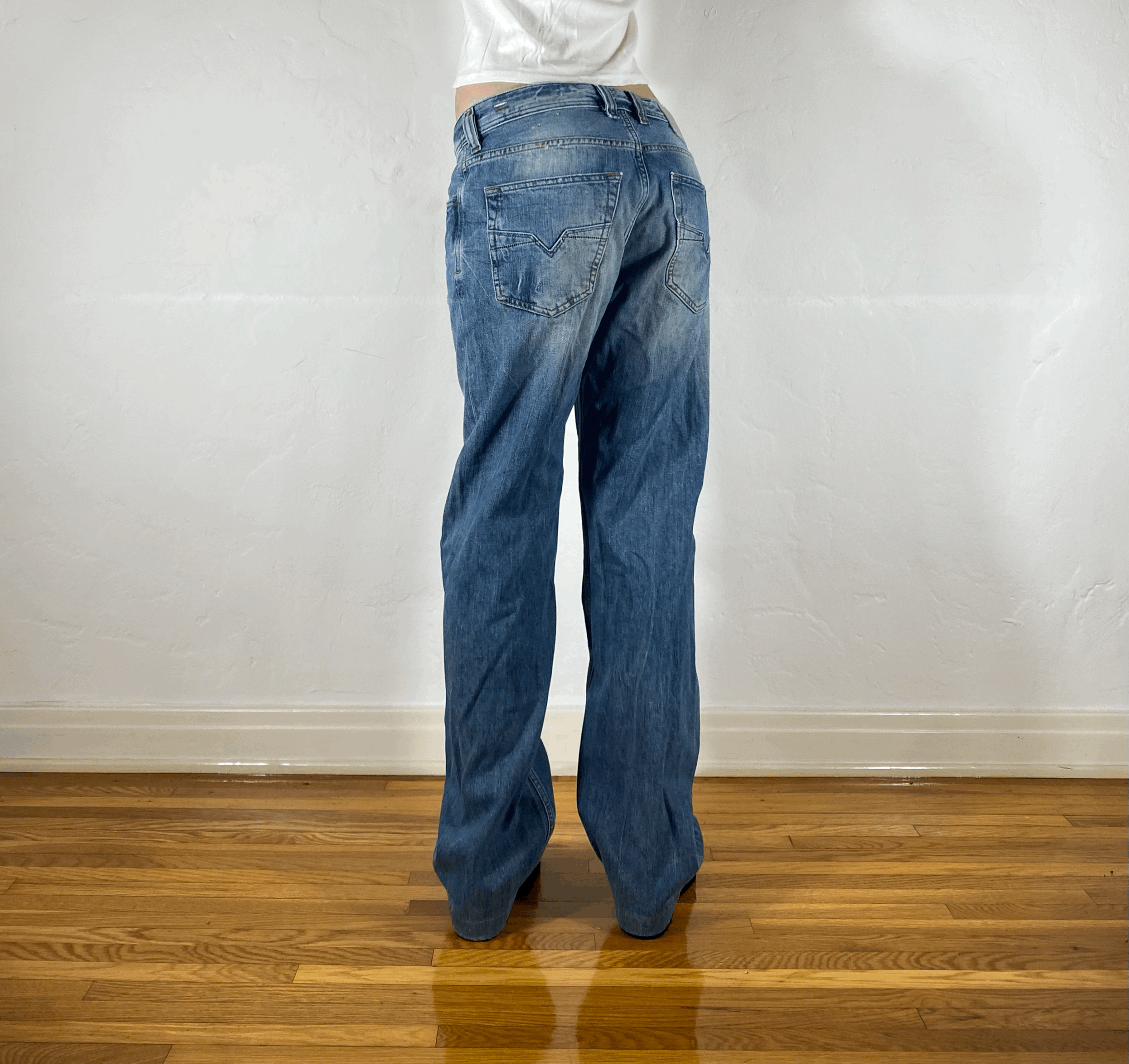 Diesel Relaxed Speckled Blue Jeans, S/M