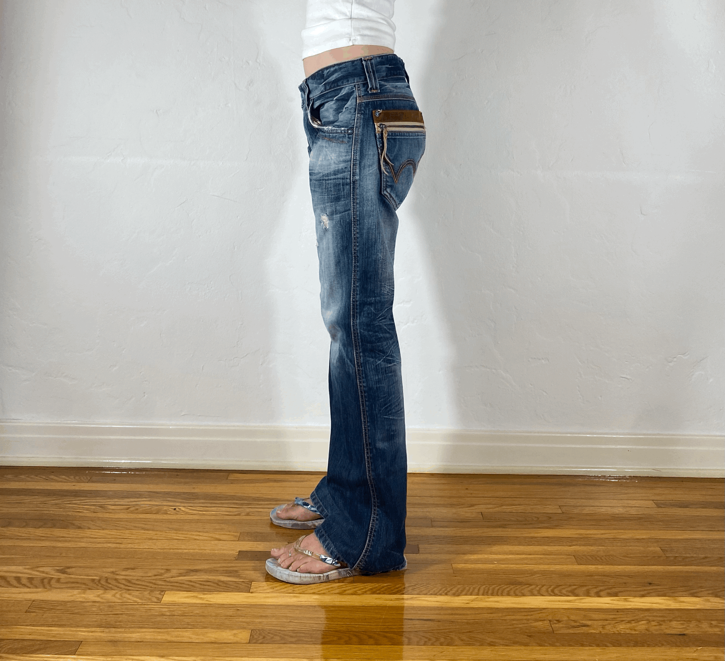 Edwin Turquoise Button Flare Jeans, M