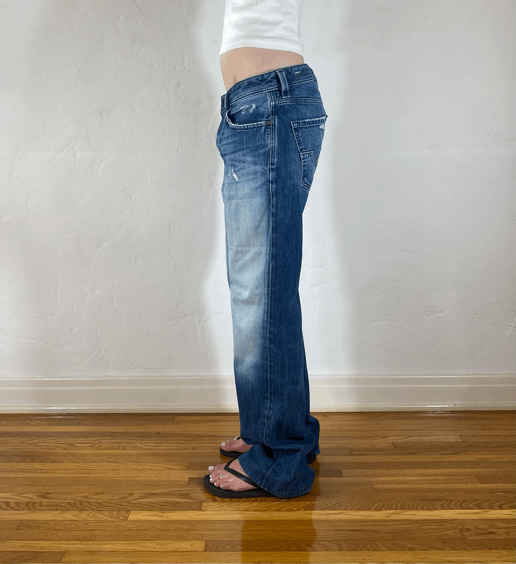 Diesel Relaxed Light Blue Ombre Jeans, M/L