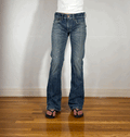Edwin Distressed Ripped Blue Trip Flare Jeans, S/M