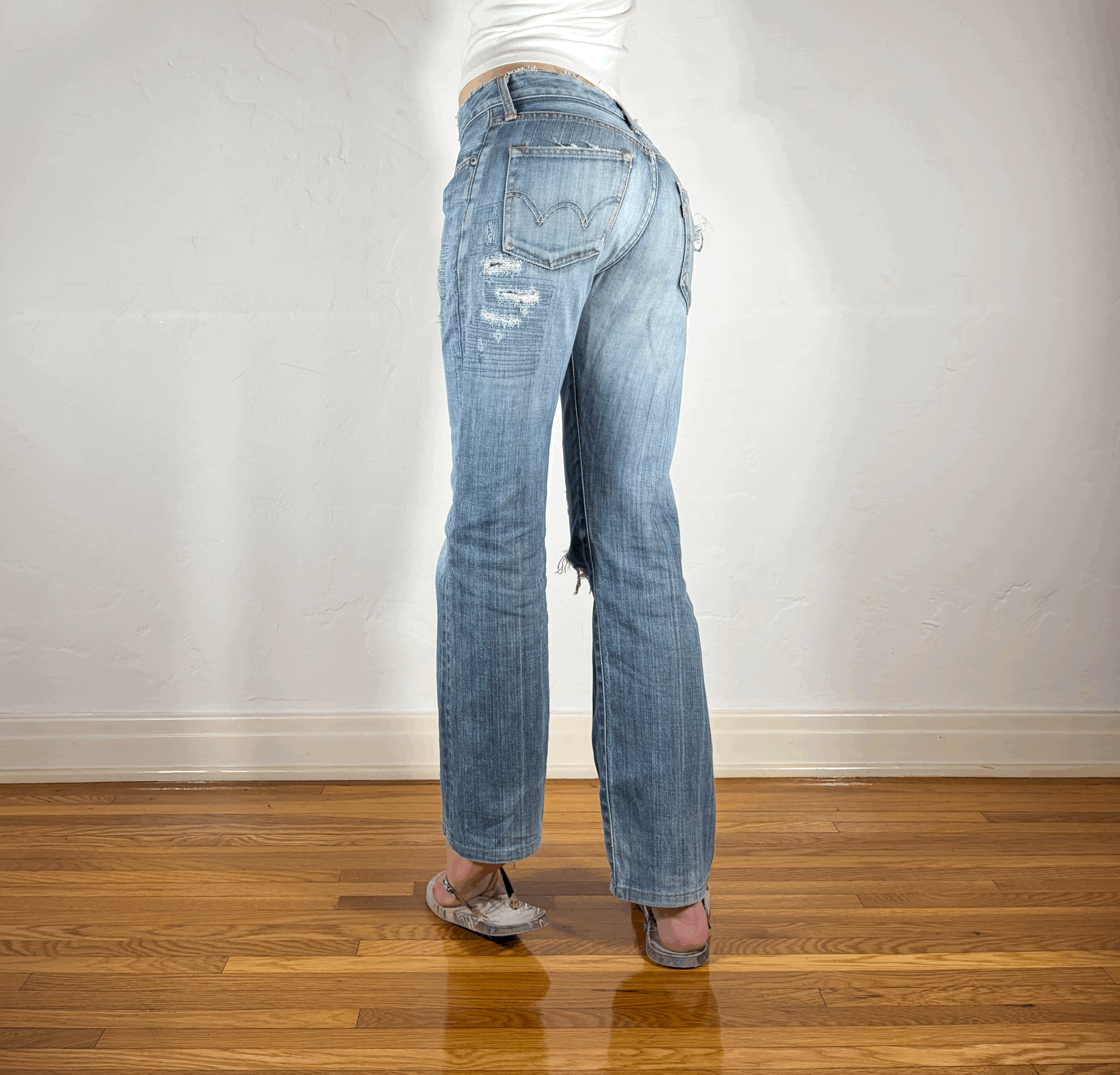 Edwin Soft Ripped and Repaired Distressed Jeans, S