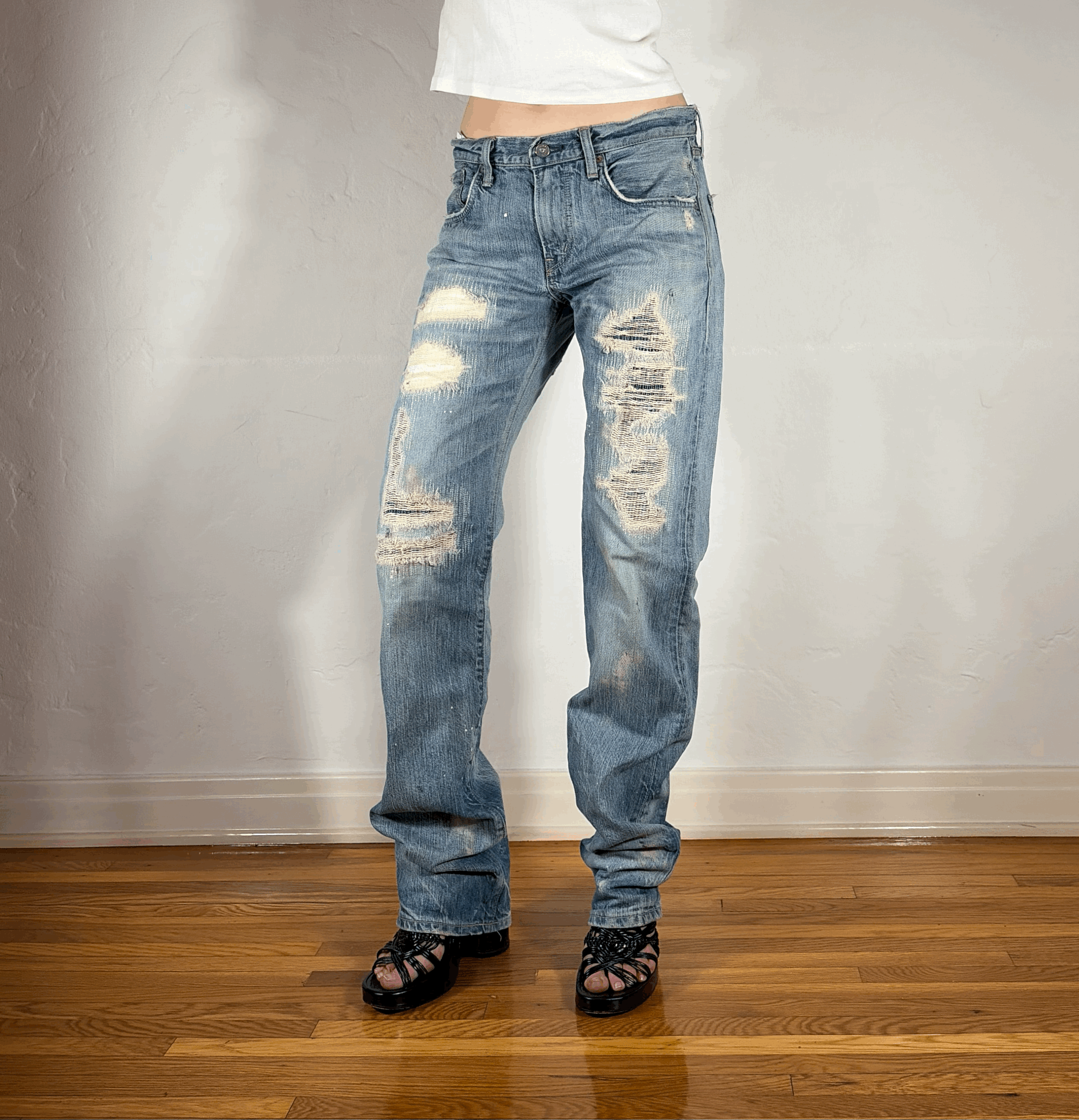 Edwin Repaired Distressed Jeans, M