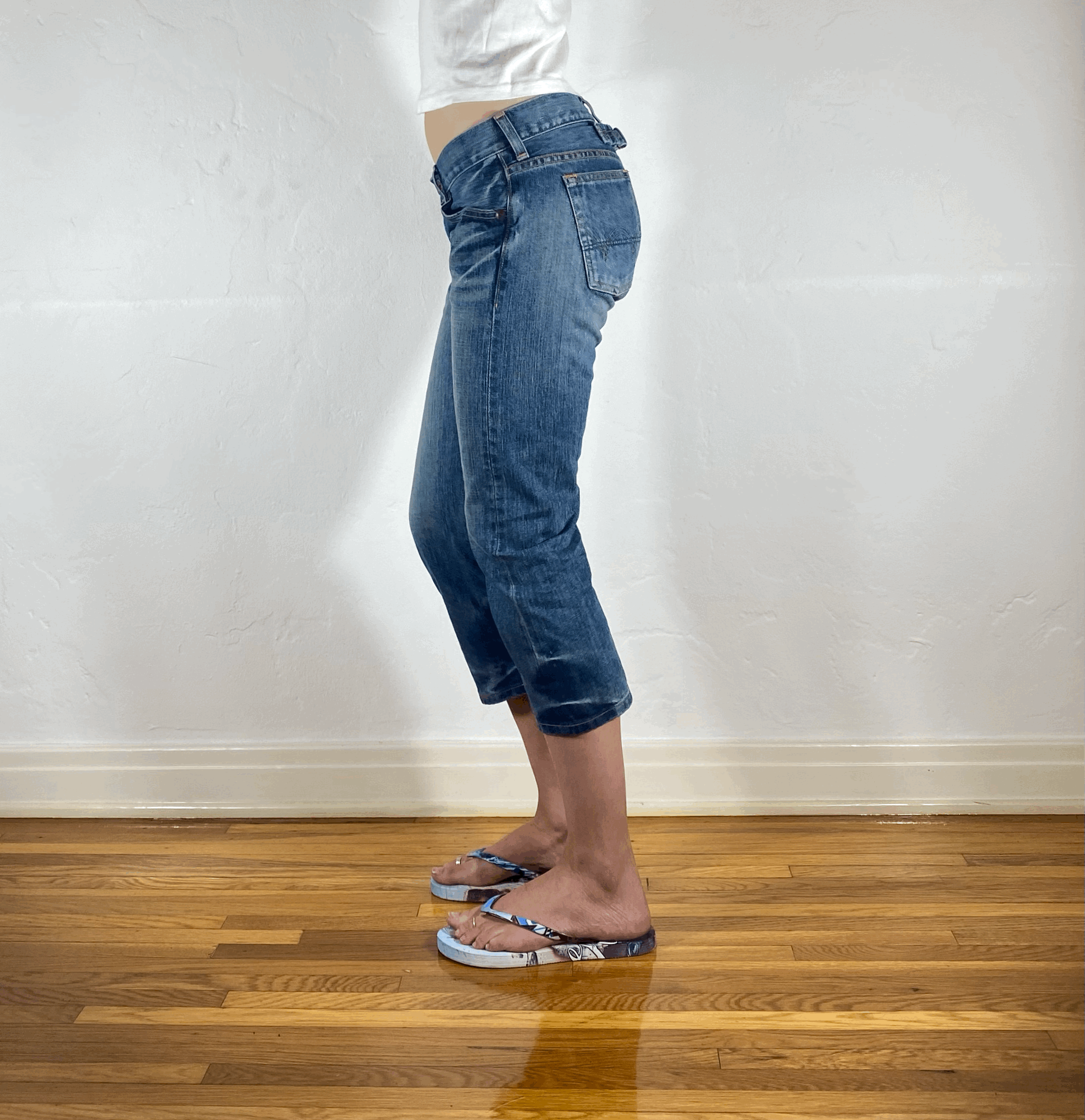 Cinch Back Capri Jeans, XS