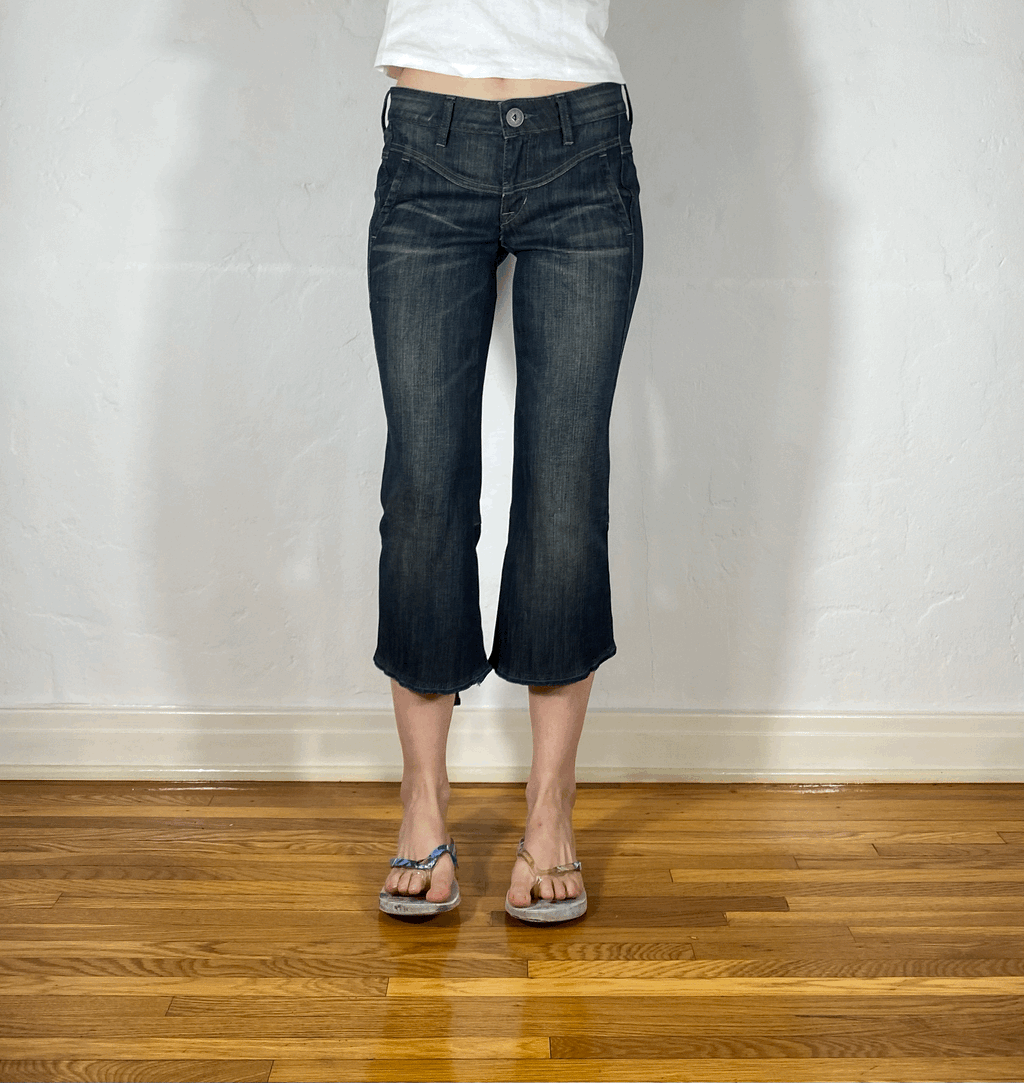 Marithe + Francois Girbaud Black Cinch Capri Jeans, S
