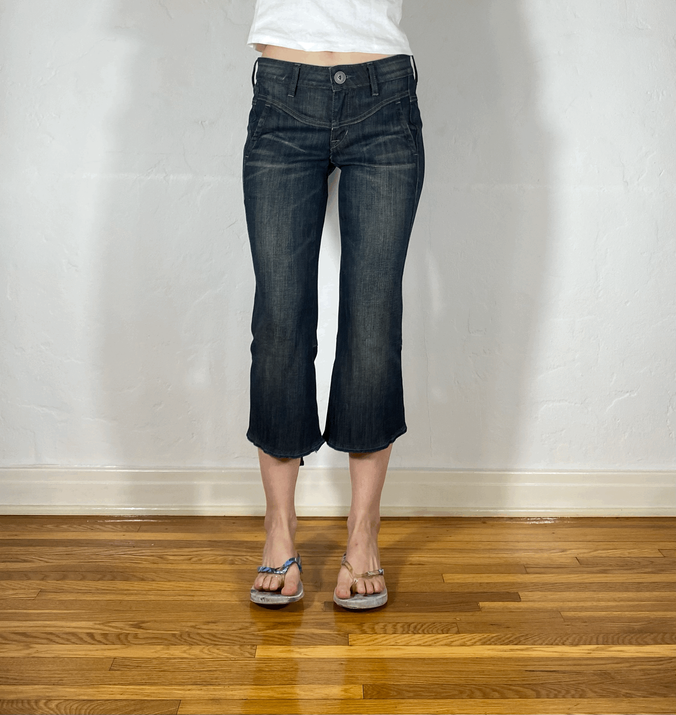 Marithe + Francois Girbaud Black Cinch Capri Jeans, S