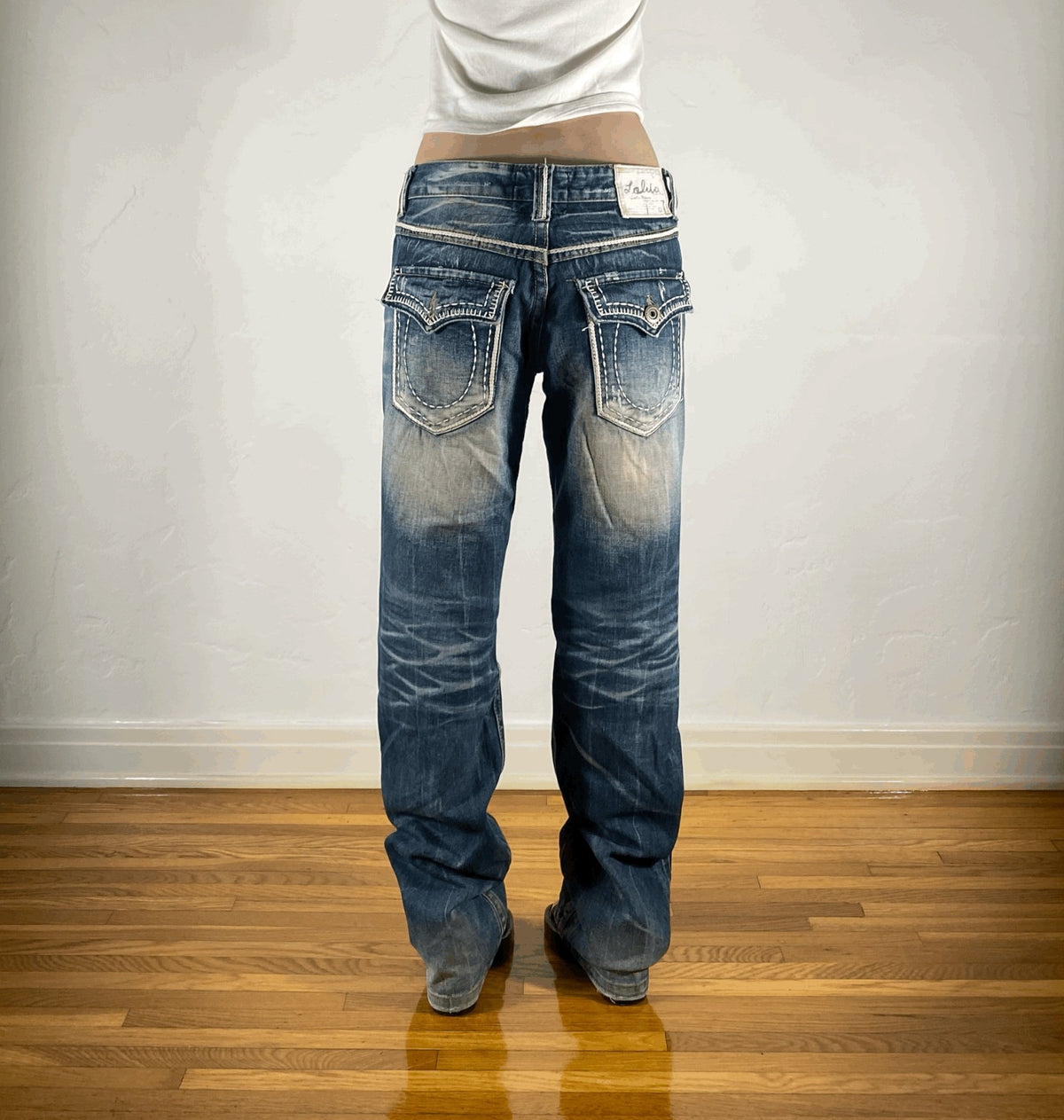Lolita Bone Stitched Jeans, L