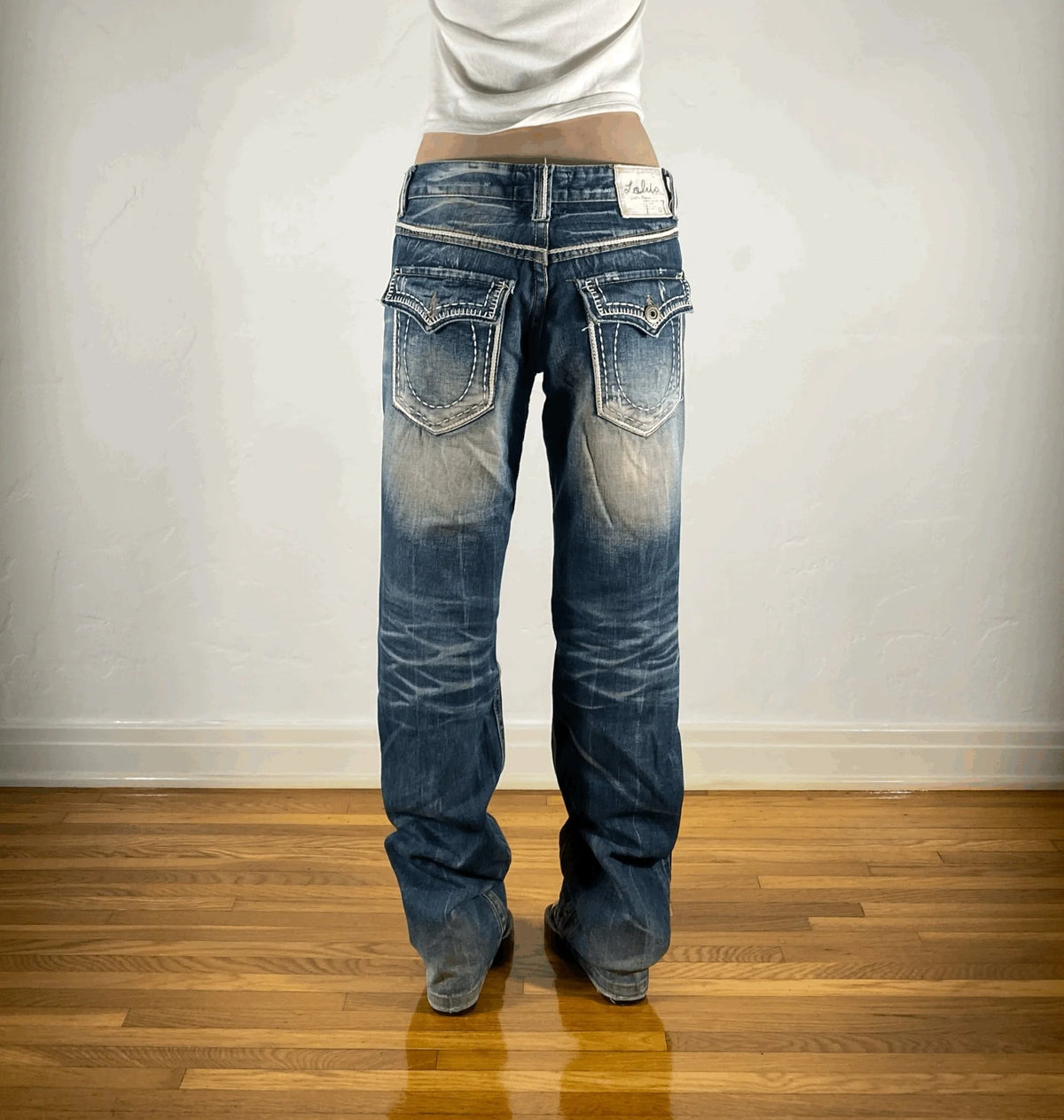 Lolita Bone Stitched Jeans, L