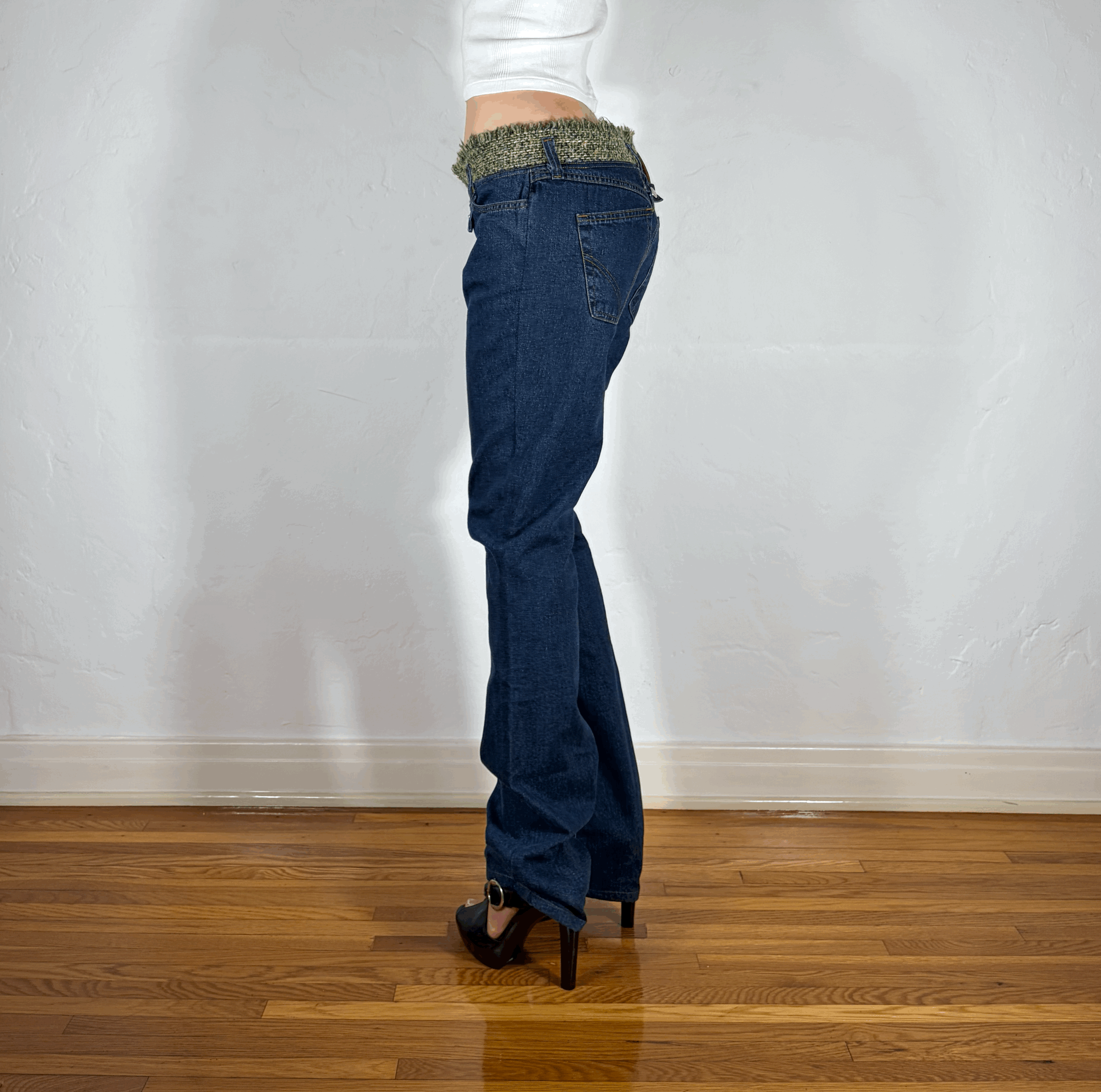 Dolce & Gabbana Green Tweed Accent Jeans, S