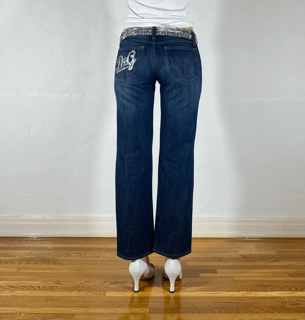 Dolce & Gabbana Sparkly Cropped Jeans, XS