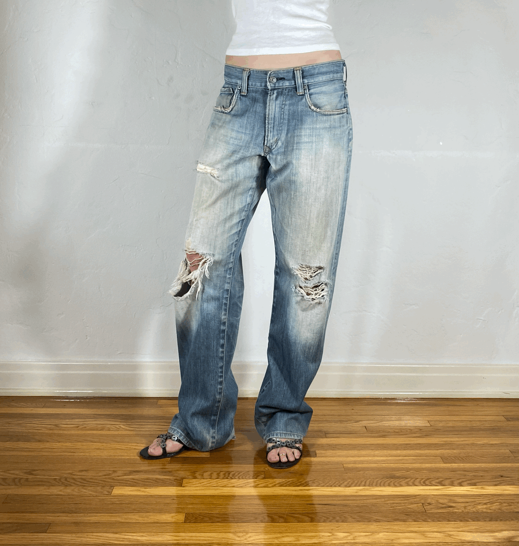 Edwin Faded Blue Baggy Jeans, M