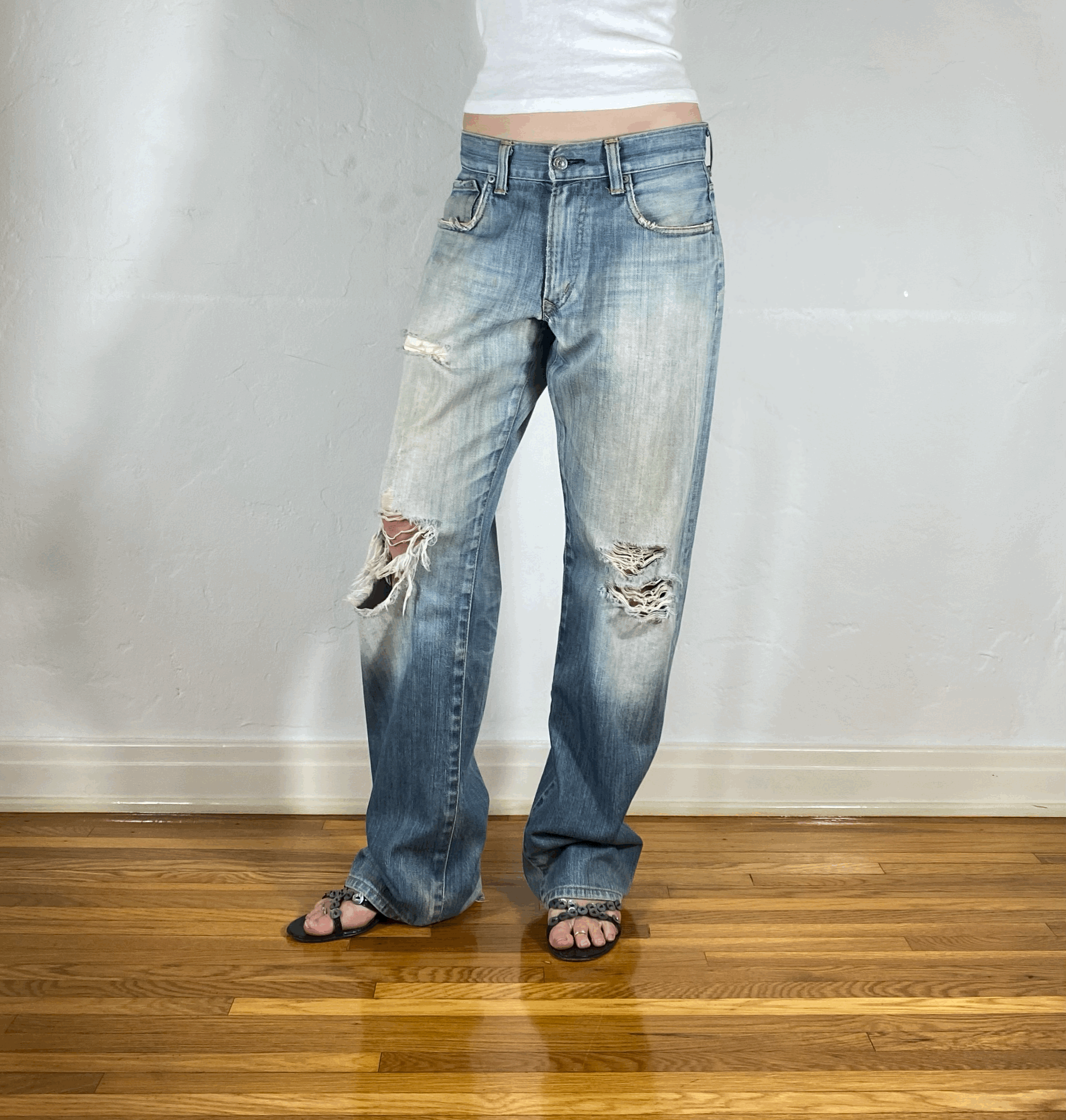 Edwin Faded Blue Baggy Jeans, M