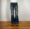 Edwin Blue Ripped Flare Jeans, S
