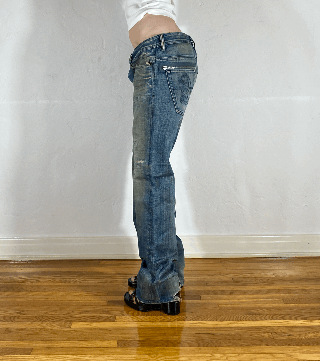 Diesel Ripped and Repaired Jeans, L/XL