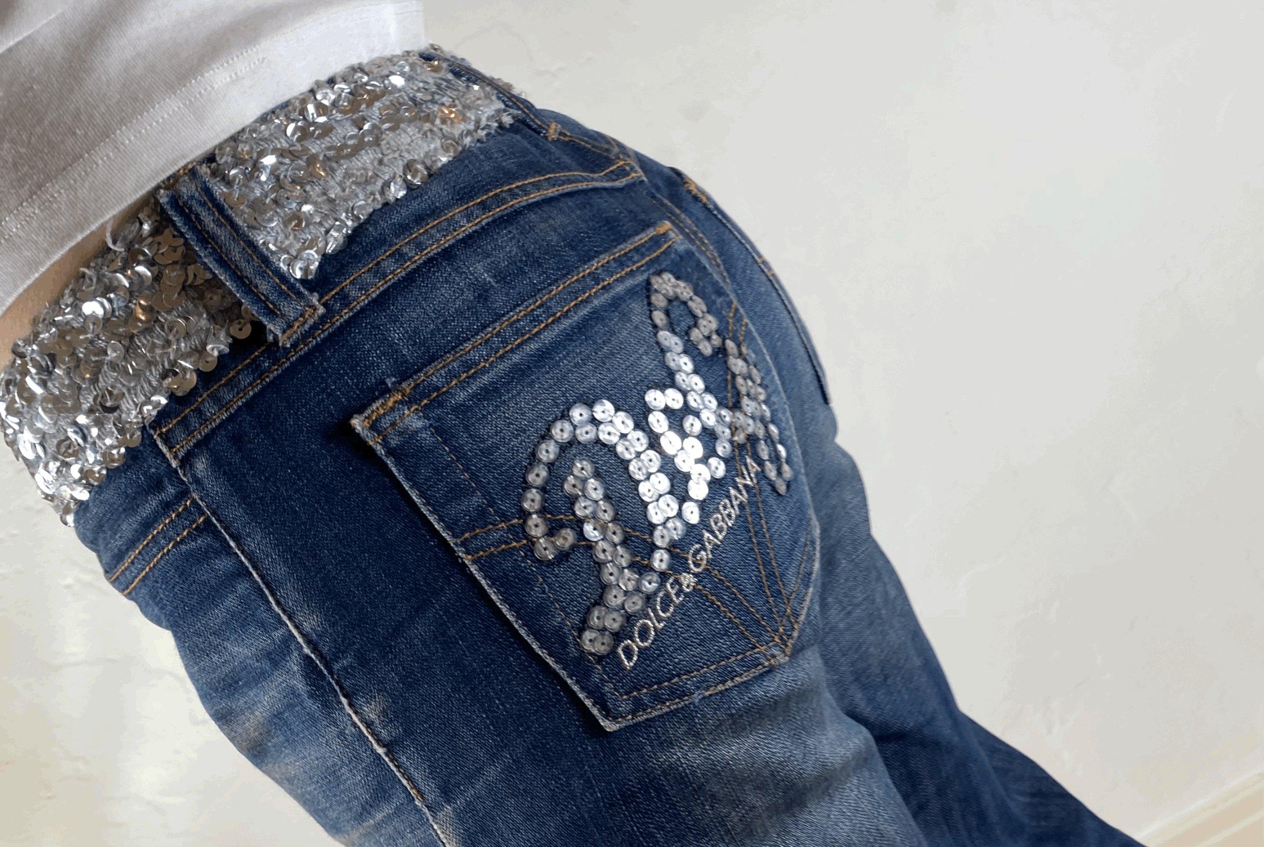 Dolce & Gabbana Sparkly Cropped Jeans, XS
