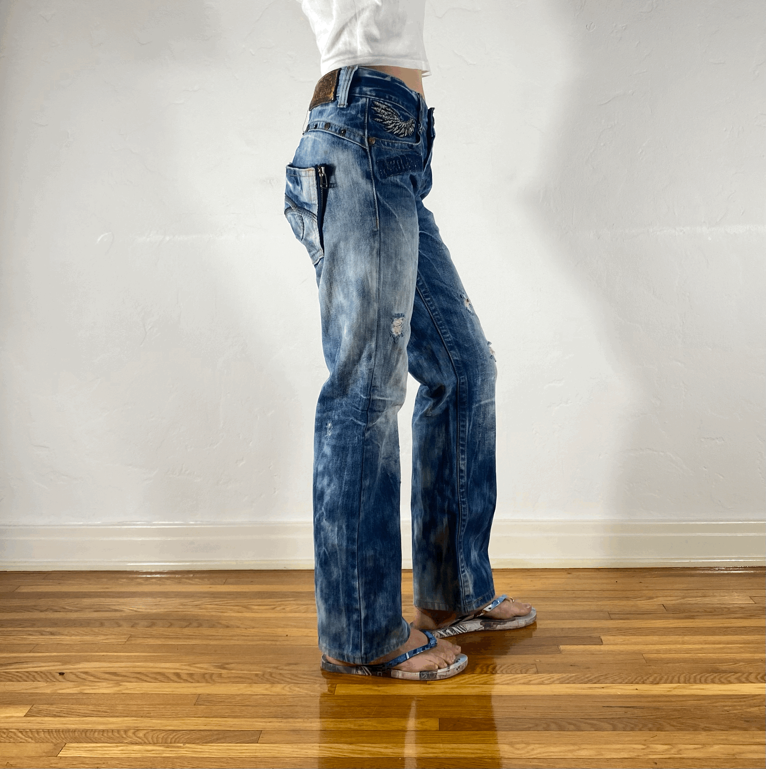 Studio RP Angel Wing Acid Wash Skinny Jeans, M