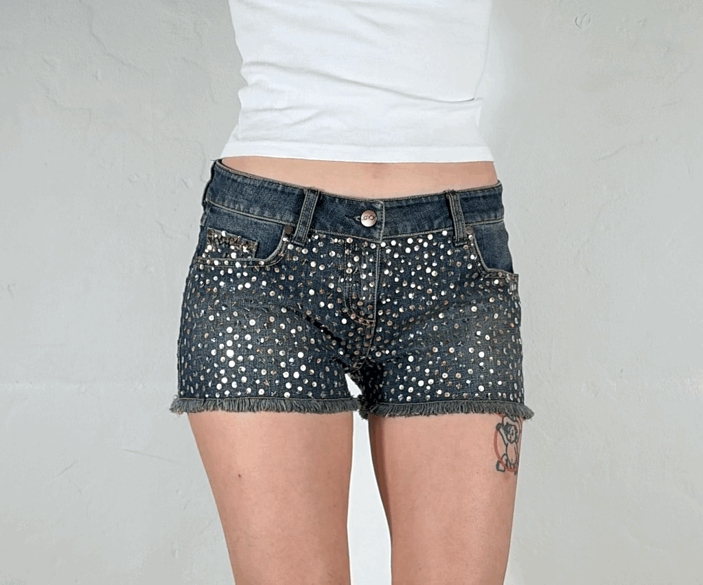 Sparkly Folded Pocket Shorts Shorts, XS/S